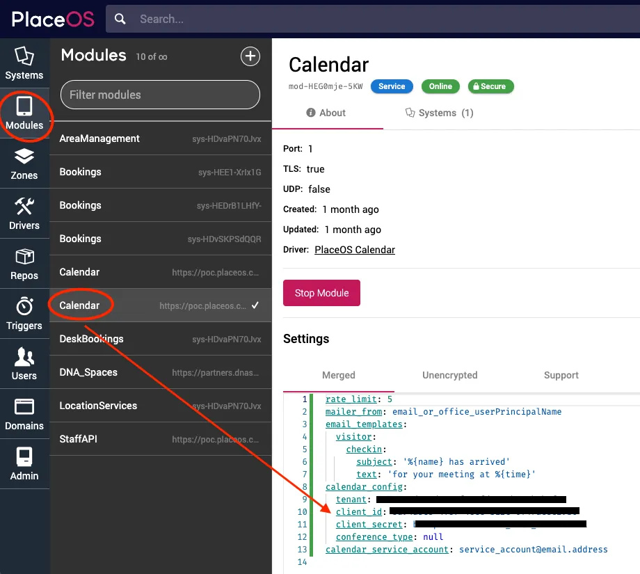 Calendar Driver Config